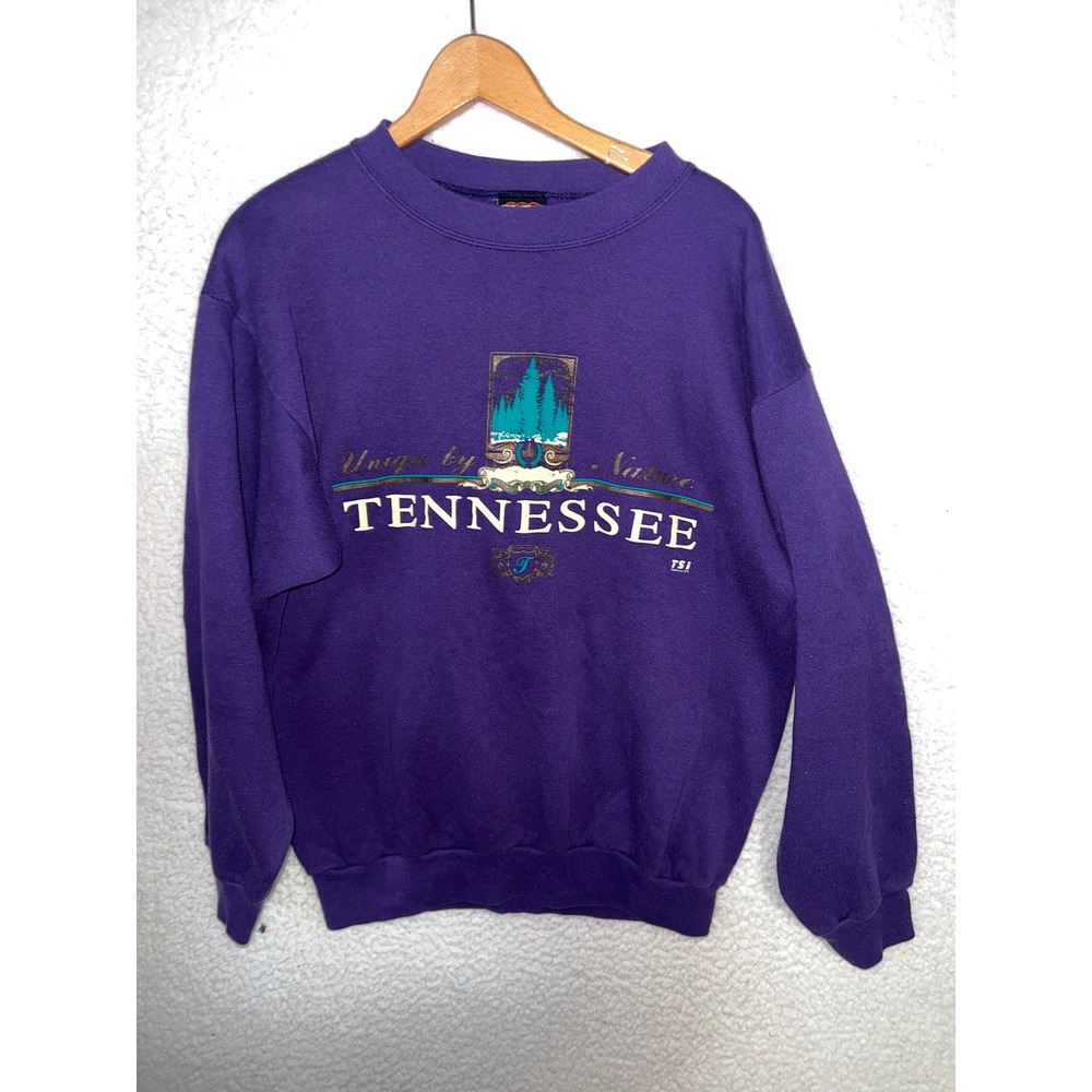 Vintage TSI Tennessee Sweatshirt Mens Large Purple Graphic Crewneck 90s USA made